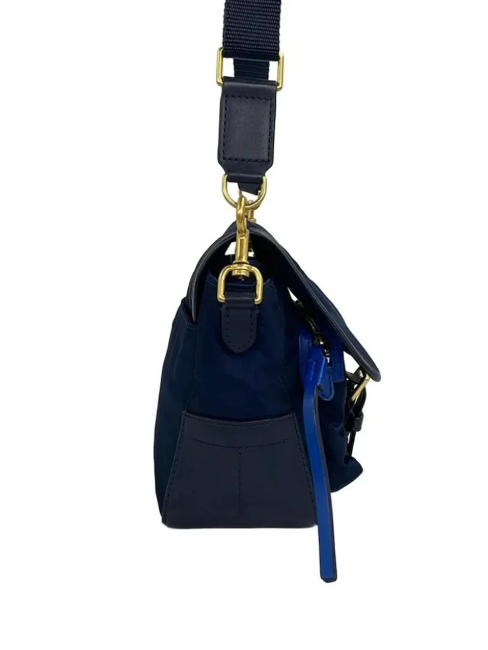 TORY BURCH 58402 Navy Nylon Leather Shoulder Bag